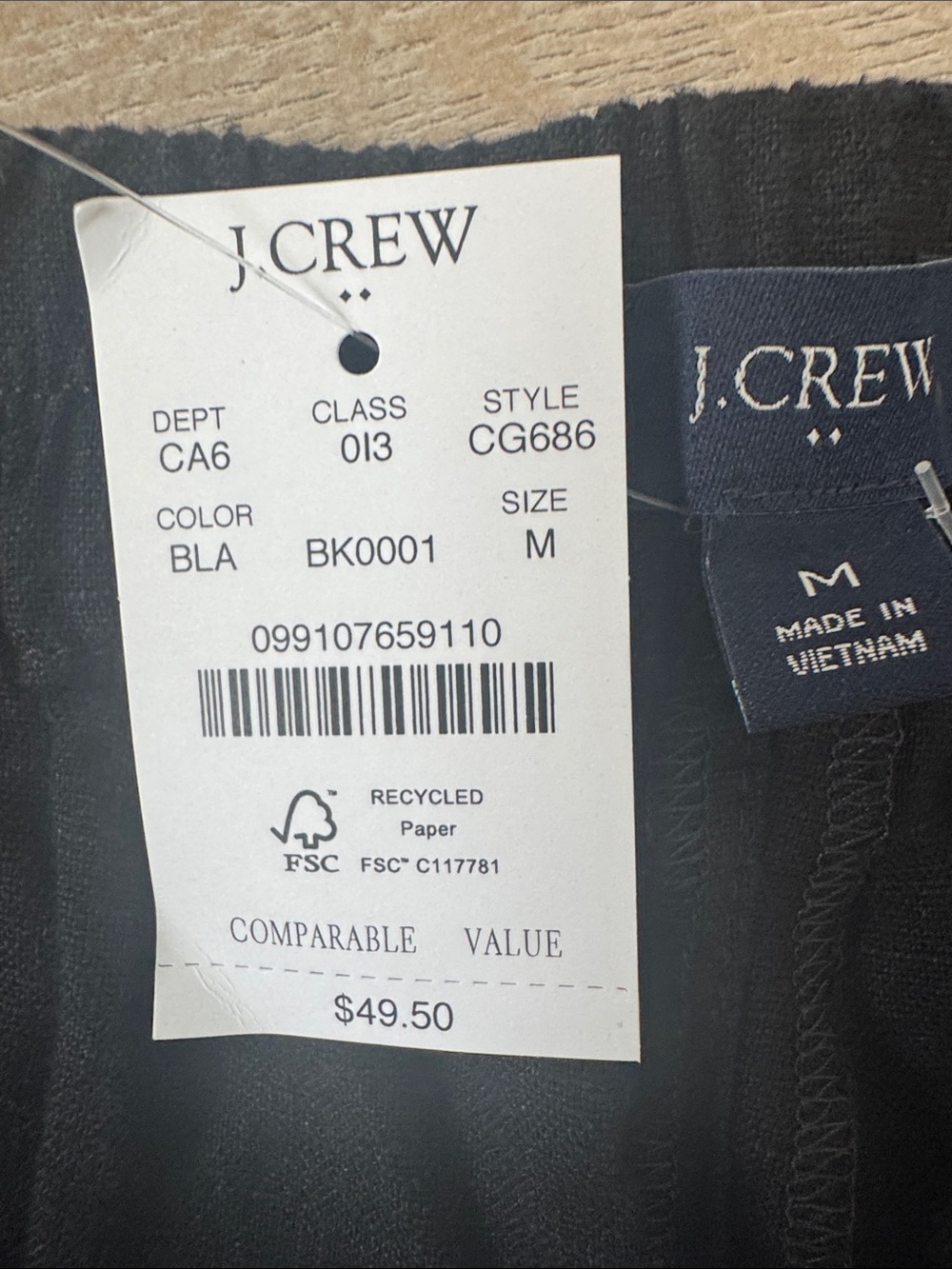 NWT J. Crew Black Elastic-Waist Linen Shorts with Front Pockets - Picture 5 of 9